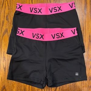 Victoria’s Secret Black Exercise Short with Pink Brand Band Bundle of 2
